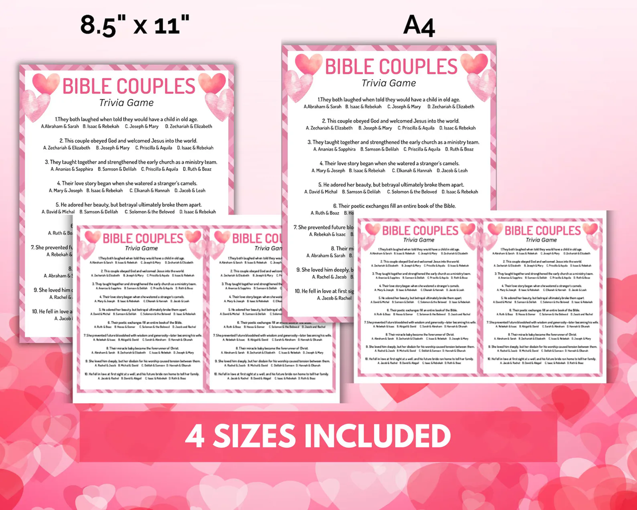 Bible Couples Trivia Game – Christian Valentine’s Activity & Love Quiz | Digital Download