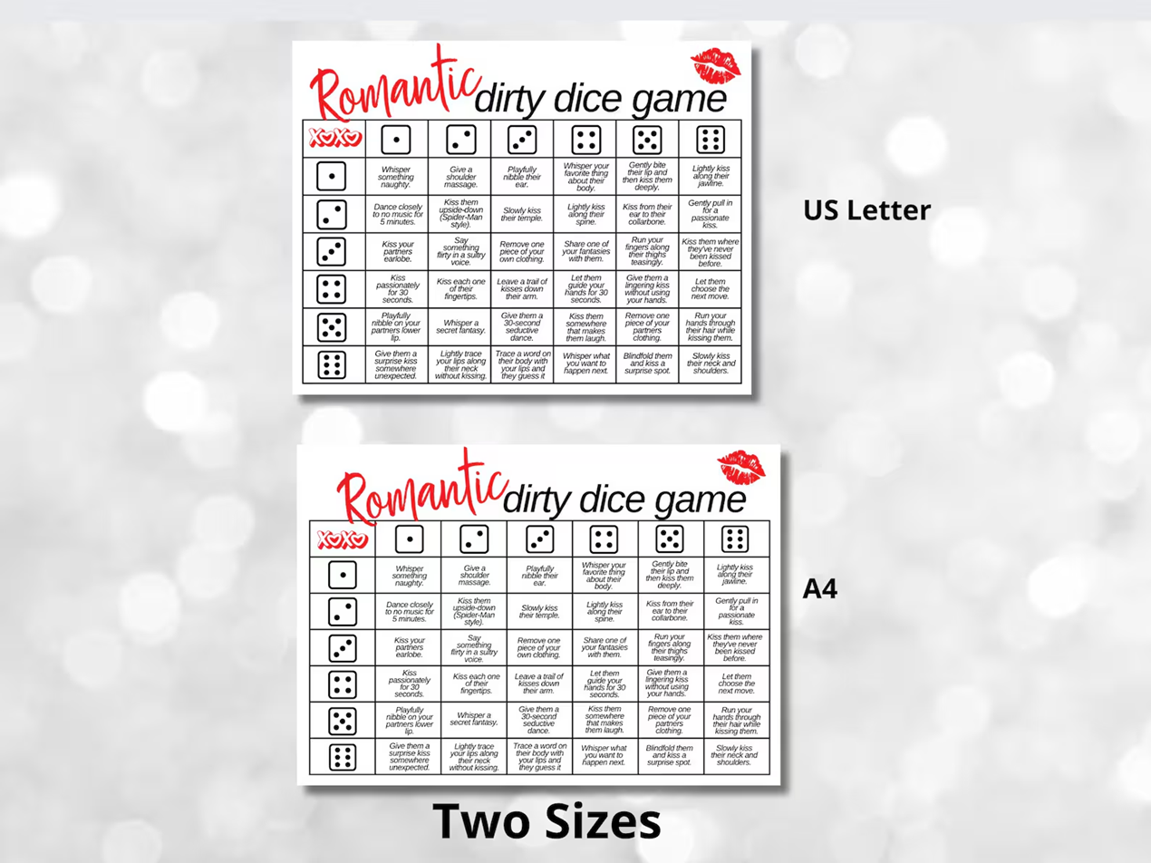 Romantic Dirty Dice Game – Couples Foreplay & Date Night Fun | Digital Download