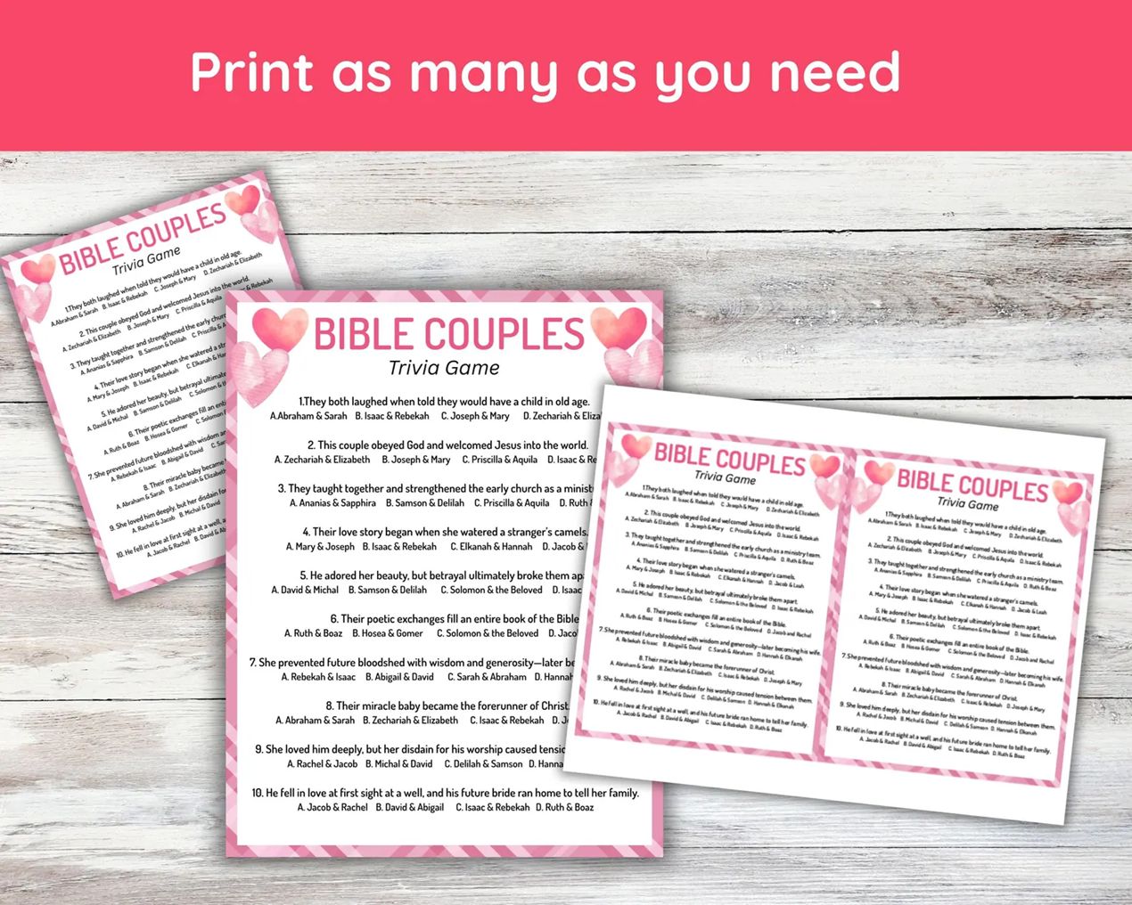 Bible Couples Trivia Game – Christian Valentine’s Activity & Love Quiz | Digital Download