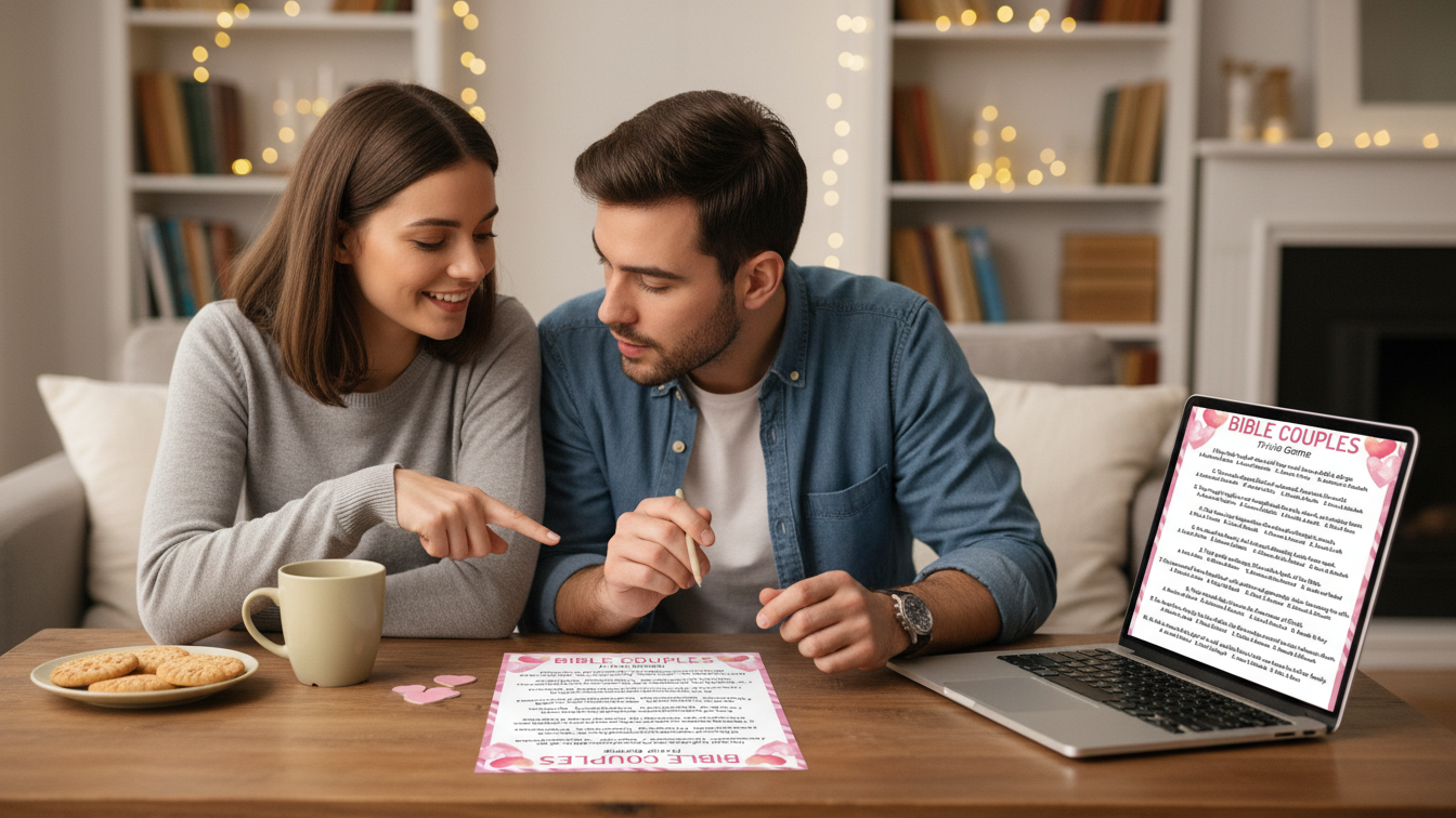Bible Couples Trivia Game – Christian Valentine’s Activity & Love Quiz | Digital Download