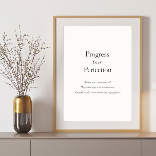 Progress Over Perfection – Motivational Quote Wall Art